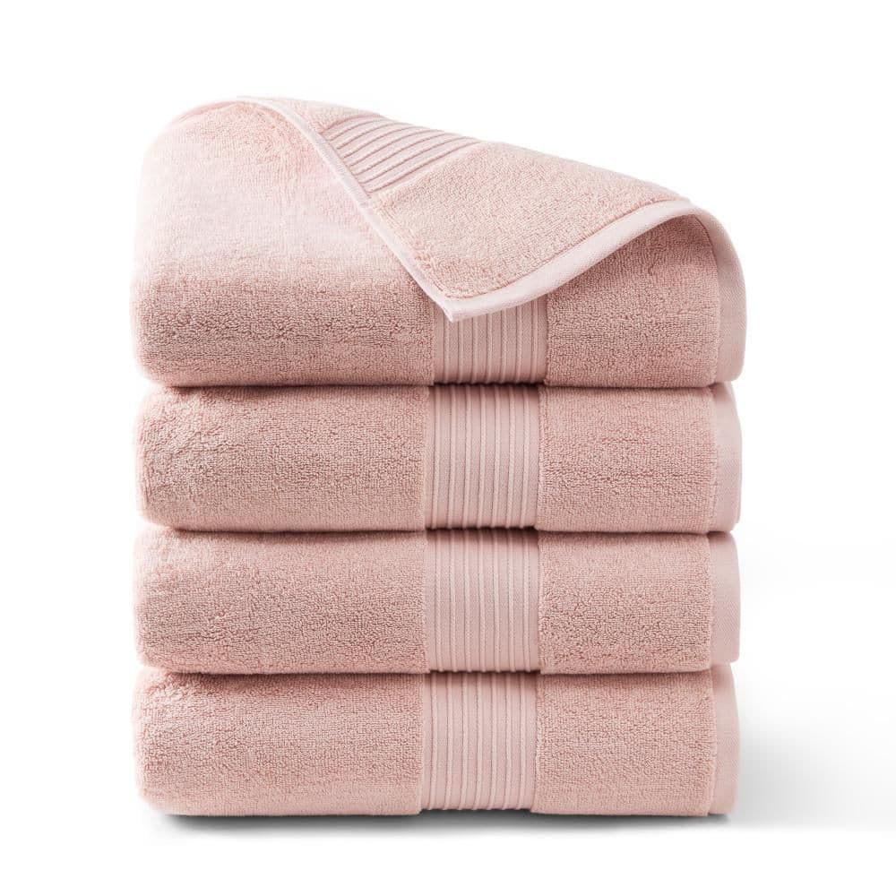 TOWN & COUNTRY LIVING Solid Dobby Border 30 in. x 58 in. Blush