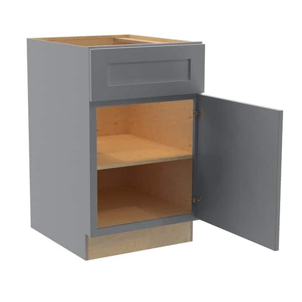 Home Decorators Collection Newport 21 in. W x 24 in. D x 34.5 in. H Assembled Plywood Base Kitchen Cabinet in Pearl Gray with Soft Close RH