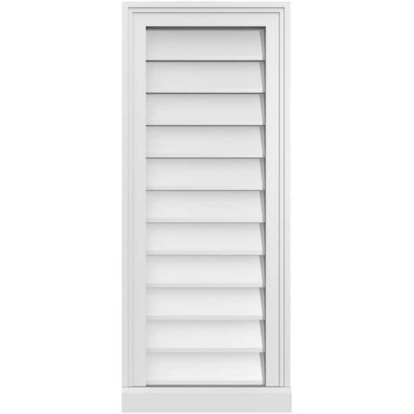 Ekena Millwork 14" x 34" Rectangular White PVC Paintable Gable Louver Vent Non-Functional