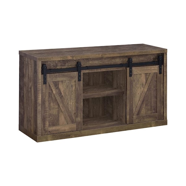 Coaster 47.25in. Rustic Oak TV Console Fits TV's up to 52in. with Sliding Doors
