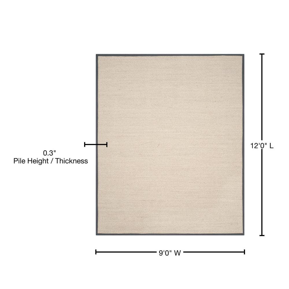 Handwoven Beige Natural Fiber 9' x 12' Rectangular Area Rug