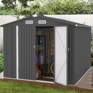 10 ft. W x 8 ft. D Large Outdoor Metal Storage Shed, Galvanized Steel Garden Shed with Lockable Double Doors(80 sq. ft.)