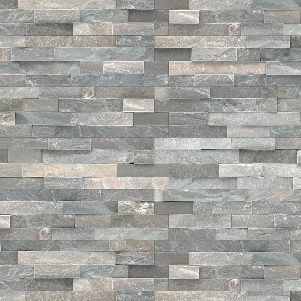 Sierra Blue Ledger Panel 6 in. x 24 in. Splitface Quartzite Wall Tile (4 sq. ft. /case)