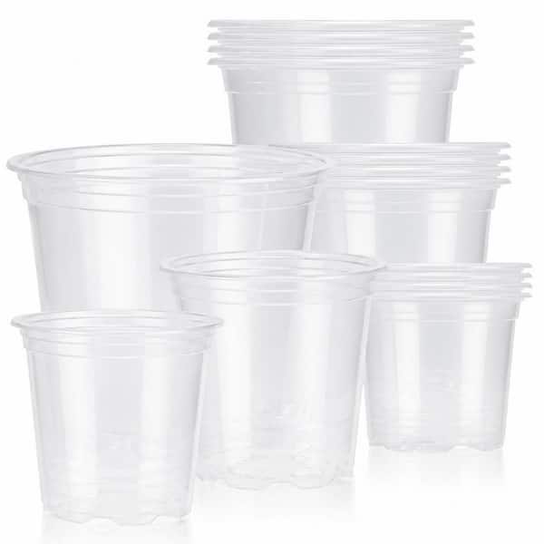 5/6/7 in. Clear Transparent Indoor/Outdoor Plastic Nursery Pots with Drainage 15-Pack