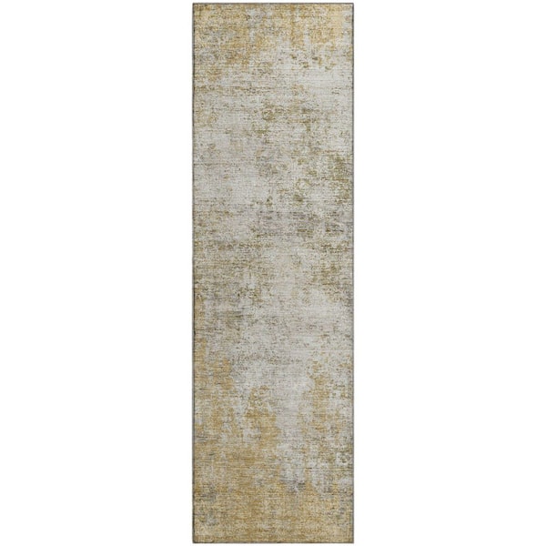 Mayfield Premium Machine Washable Abstract AMF940 Wheat 2 ft. 3 in. x 7 ft. 6 in. Runner Rug