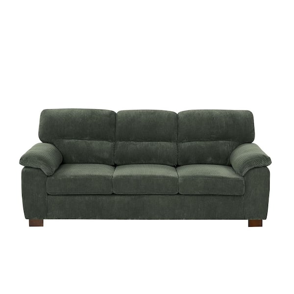 81-in. W Rolled Arm Corduroy Rectangle Sofa in Green with Plush Tufted Cushions for Living Rooms