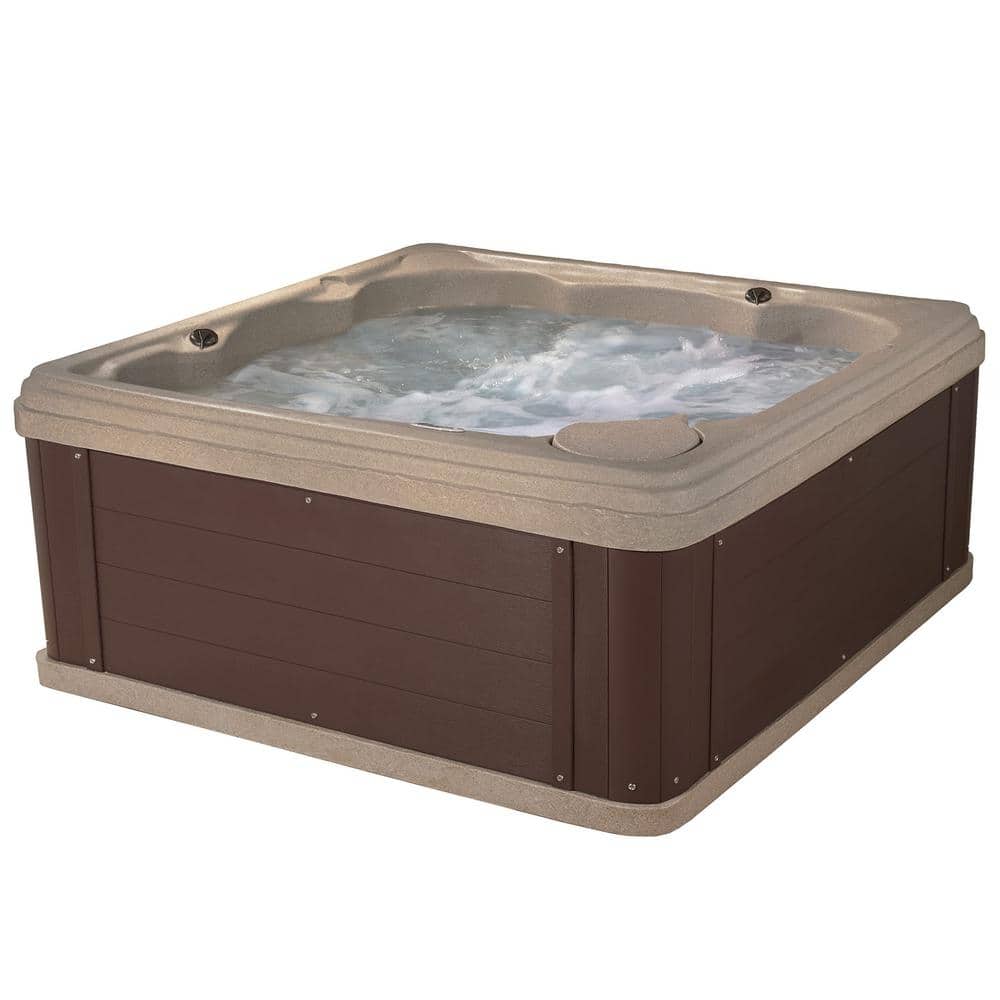 Cobblestone 6-Person Square Electric Hot Tub with 24 Jets
