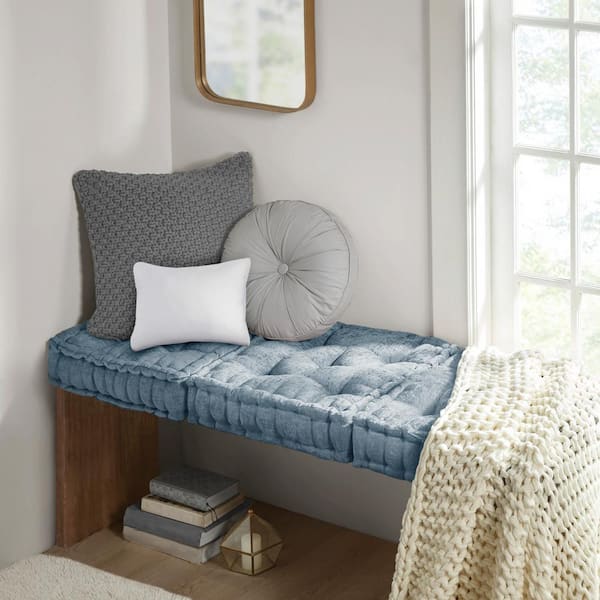 Intelligent Design Charvi Aqua 20 in. W x 20 in. L Polyester Chenille Square Floor Pillow Cushion