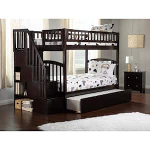 Westbrook Espresso Twin Over Twin Staircase Bunk with Twin Size Urban Trundle Bed