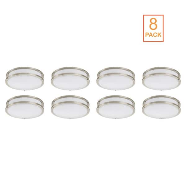 11 in. Brushed Nickel Orbit LED Flush Mount Ceiling Light 1000 Lumens 3000K 4000K 5000K Dimmable (8-Pack)