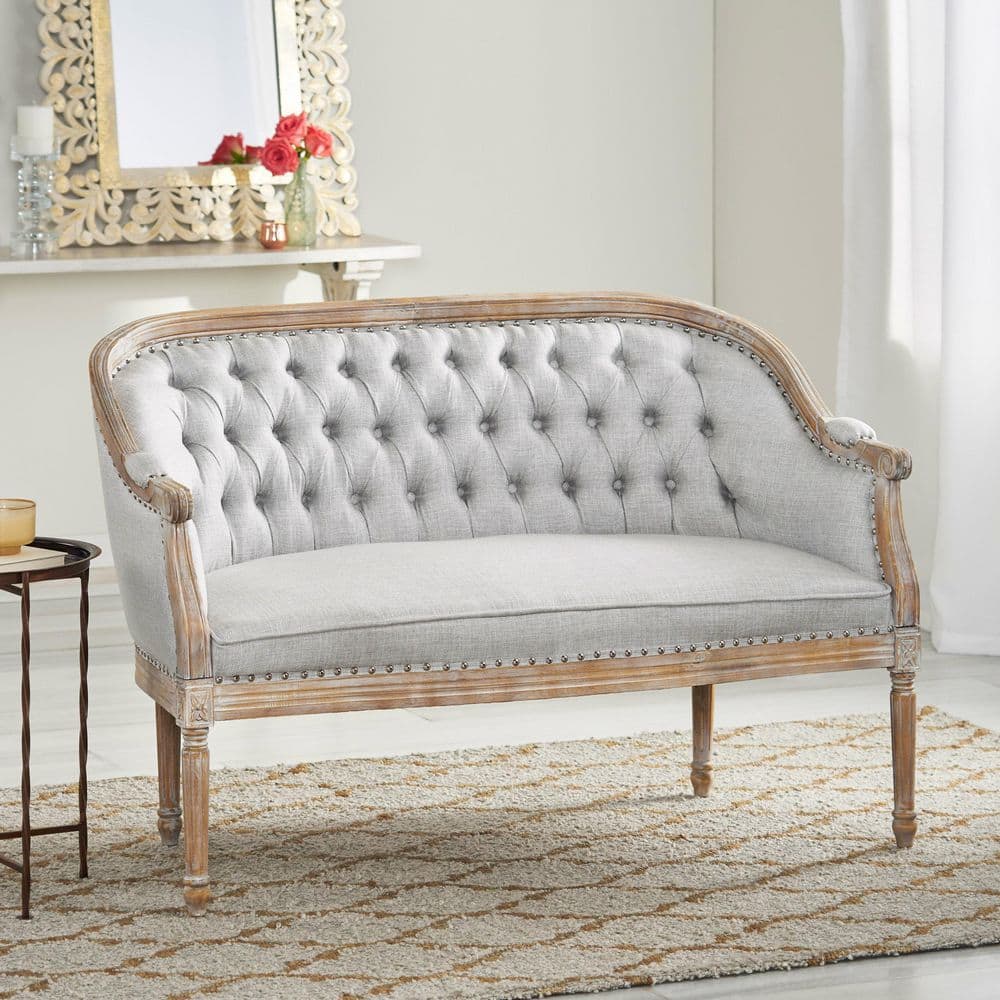 Elegant Chesterfield 49.5" Multicolor Fabric Loveseat with Nailhead Accents