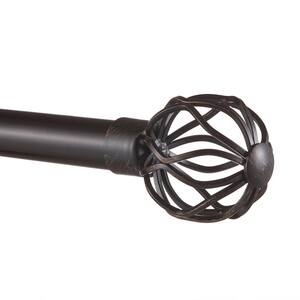 66 in. - 120 in.Adjustable Length 1 in. Dia Single Curtain Rod Kit in Matte Bronze with Ogee Finial