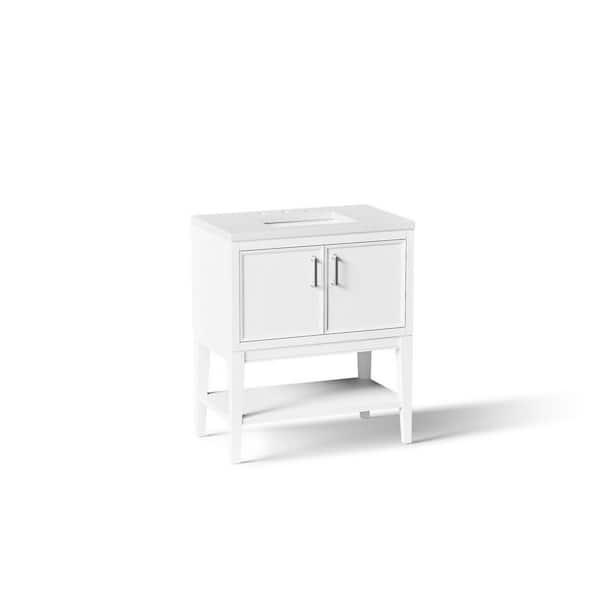 Winnow 30 in. Single Sink Freestanding White Bath Vanity with White Quartz Top Assembled