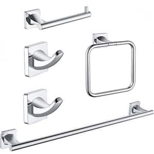 5-Piece Bath Hardware Set 24 in. wall mounted Towel Bar in Polished Chrome