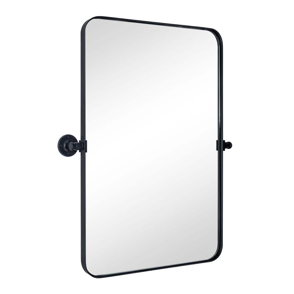 Rounded 20 in. W x 30 in. H Small Rectangular Pivoting Metal Framed Wall Mounted Bathroom Vanity Mirror in Matt Black price history on PriceWatchPro