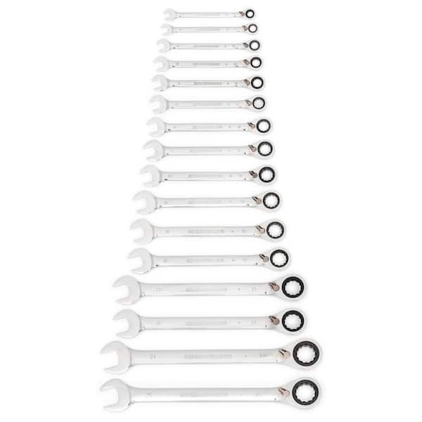Metric 72-Tooth Reversible Combination Ratcheting Wrench Tool Set (16-Piece)