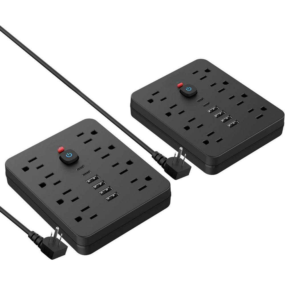 8-Outlet Power Strip Surge Protector with 5 ft. Extension Cord and 4 USB Po
