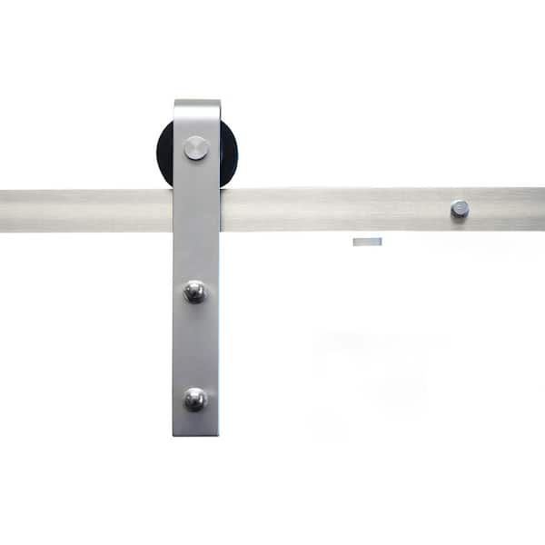 Sure-Loc Hardware 72 in. Satin Nickel Sliding Barn Door Track and Fitting Set for Interior Use