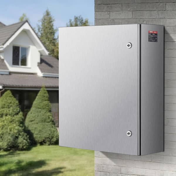 Steel Electrical Box, 24 x 20 x 8 in. 304 Electrical Enclosure Box, Mounting Plate Hinges Lock, IP66 Waterproof