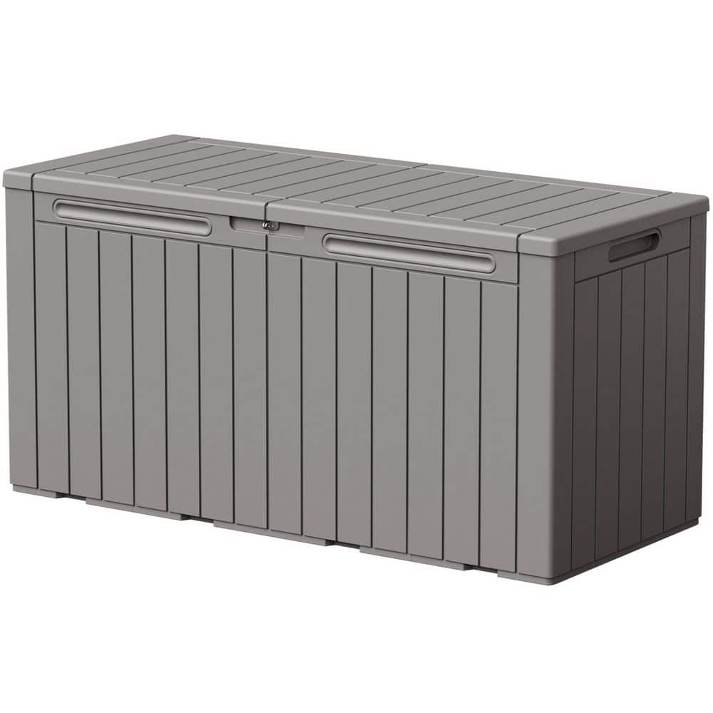 100 Gal. Light Brown Outdoor Waterproof Lockable Resin Deck Box