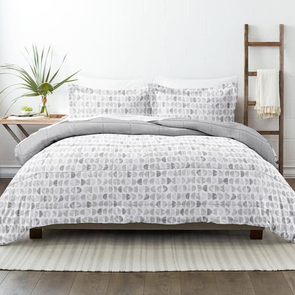 Becky Cameron Premium Down Alternative Light Gray Moonlight Stars Reversible Microfiber Twin Comforter Set
