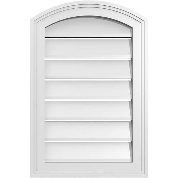 Ekena Millwork 16" x 22" Arch Top Surface Mount PVC Gable Vent: Non-Functional with Brickmould Frame