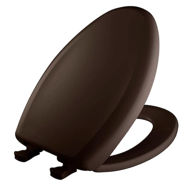 BEMIS Slow Close Elongated Closed Front Plastic Toilet Seat in Espresso Brown Removes for Easy Cleaning and Never Loosens