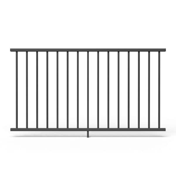 Contemporary 36 in. H x 72 in. W Textured Black Aluminum Pre-Assembled Line Railing Kit