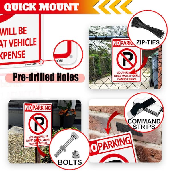 ANLEY 14 in. x 10 in. No Parking Sign - Violators Will Be Towed