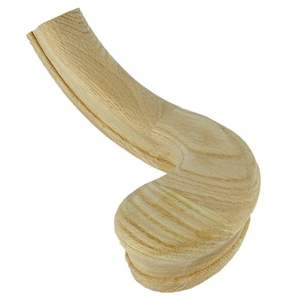 Stair Parts 7040 Unfinished Red Oak Left-Hand Turnout Handrail Fitting