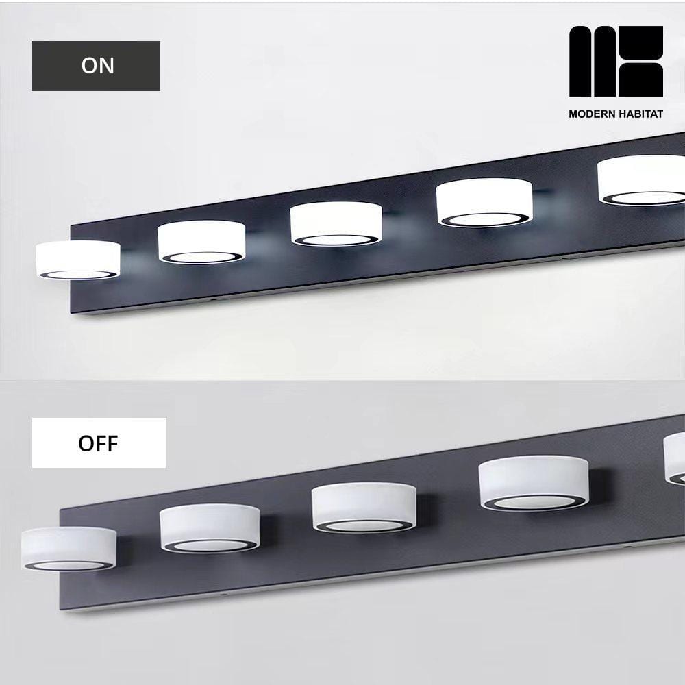 Black Adjustable 5-Light LED Vanity Light with Dome Shade