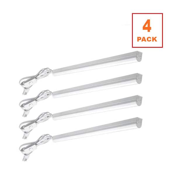 4-Pack 4 ft. Garage LED Linkable Strip Light Fixture Plug-in Hardwire 1800 Lumens 20-Watt 4000K Bright White Power Cord