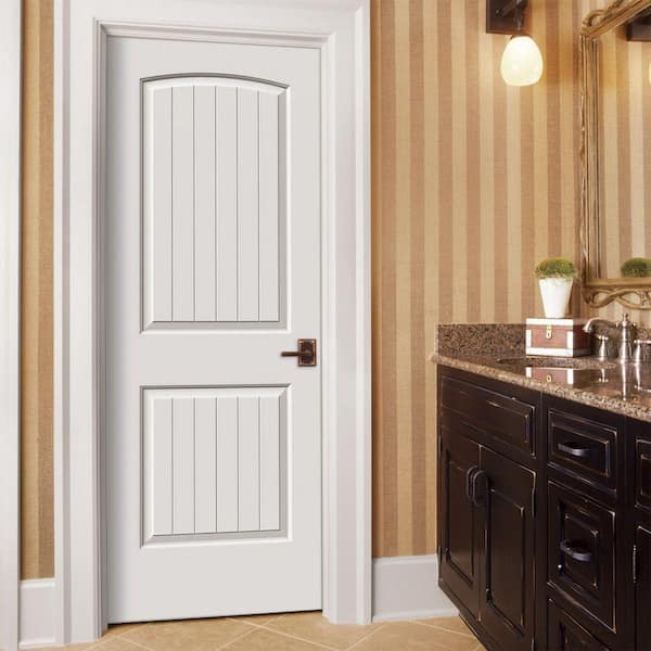 30 in. x 80 in. 2 Panel Santa Fe Primed Left-Hand Smooth Solid Core Molded Composite MDF Single Prehung Interior Door