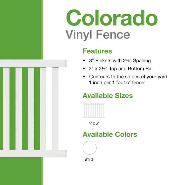 Barrette Outdoor Living Colorado 4 ft. x 6 ft. White Vinyl Picket Fence Panel