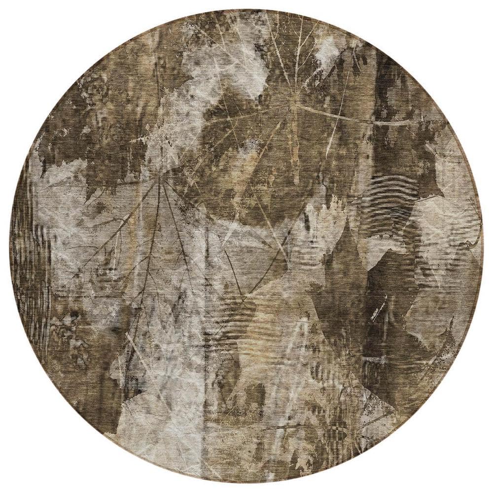 Taupe 8 ft. Round Woven Floral Round Indoor/Outdoor Area Rug price history on PriceWatchPro