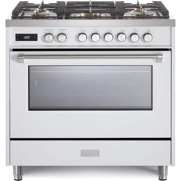Ultima Collection Series 36 Inch Freestanding Single Oven Dual Fuel Range in White