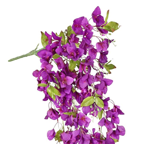 50 in. Purple Artificial Bougainvillea Flower Stem Hanging Spray Bush