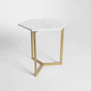 Marble White Hexagon Accent Table