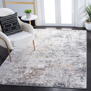 Aston Ivory/Gray 5 ft. x 8 ft. Distressed Abstract Area Rug