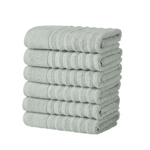 Green Combed Cotton Absorbent Textured 6-Piece Hand Towel Set