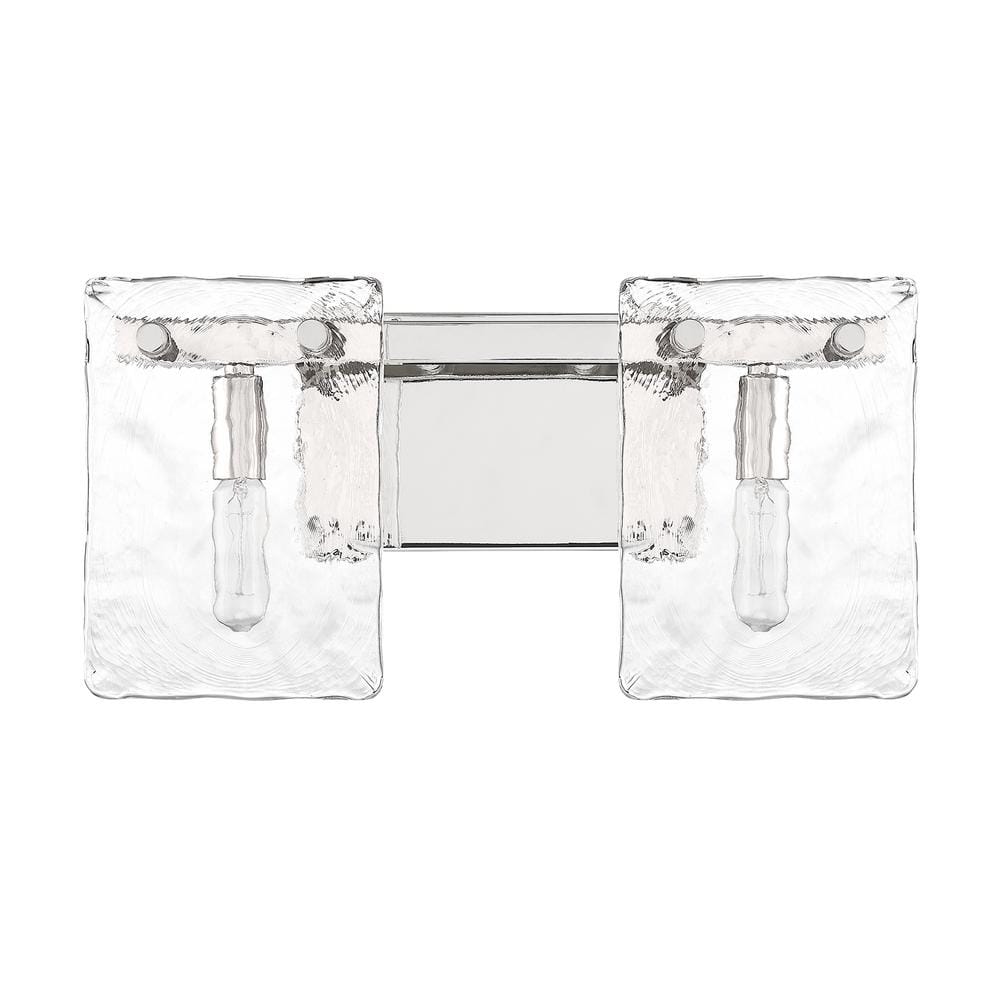 Polished Nickel 2-Light Vanity with Handmade Water Glass Shades