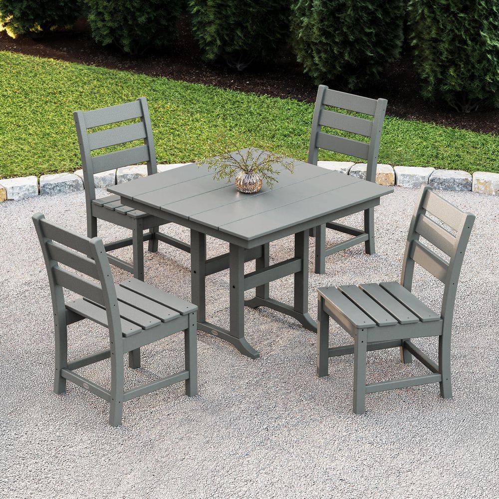 POLYWOOD Grant Park Slate Grey Plastic 5-Piece Outdoor Dining Set