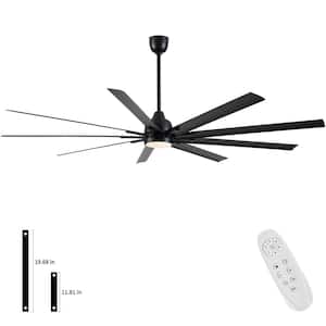 84 in. Windmill Integrated Dimmable LED Indoor Large Black Industrial Ceiling Fan with Remote and DC Reversible Motor