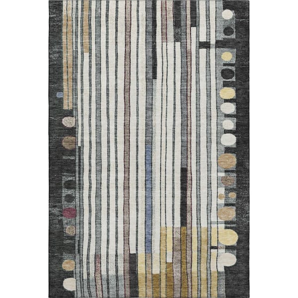 Mayfield Premium Machine Washable Abstract AMF2189 Black 10 ft. x 14 ft. Area Rug