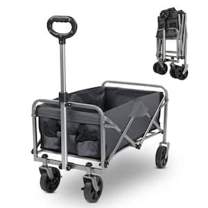 Metal 4-Wheeled Outdoor Garden Cart Collapsible Folding Wagon in Gray