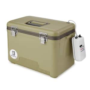 13 qt. Insulated Live Bait Fishing Outdoor Cooler with Water Pump, Tan