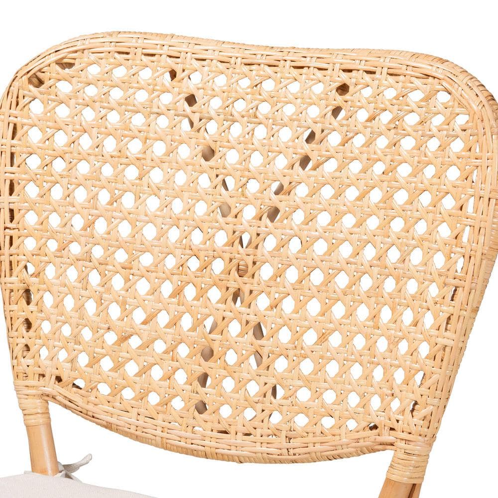 Natural Brown Rattan Cane Dining Chair with X-Base