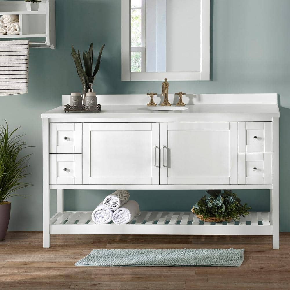 Bennet 60" White Pine Wood Freestanding Vanity Cabinet