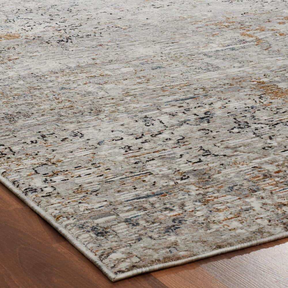 Pearl Grey Abstract Hand-knotted Viscose Area Rug