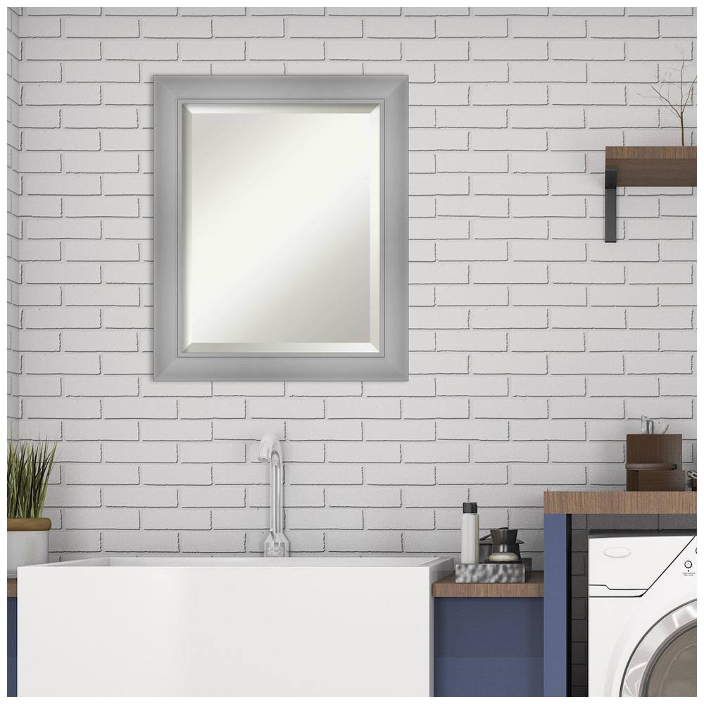Flair 20x24-inch Beveled Rectangular Wall Mirror with Polished Nickel Frame